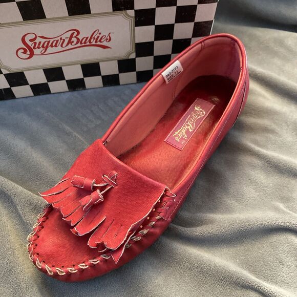 Vintage Sugar Babies Fuchsia Women’s Leather Slip On Shoes Size 7 1/2 with Box - Picture 9 of 16
